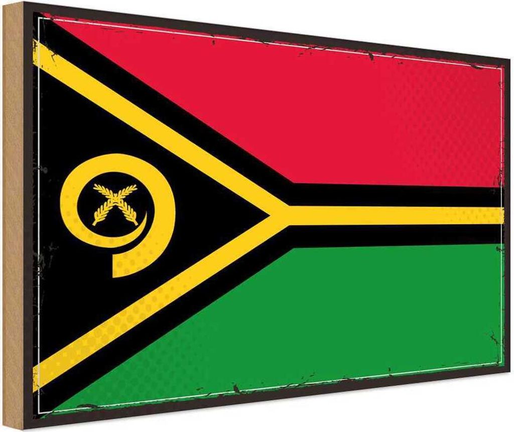 vianmo Holzschild 12x18 cm Vanuatus Vanuatu Flagge Fahne Wappen