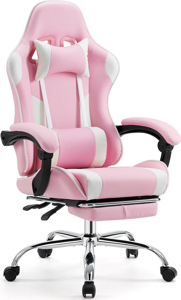 Gaming-Stuhl, Computer-Gaming-Stuhl mit Fußstütze, verstellbarer ergonomischer Bürostuhl,Kunstleder, geeignet für Büros,Arbeitszimmer, Spielzi...