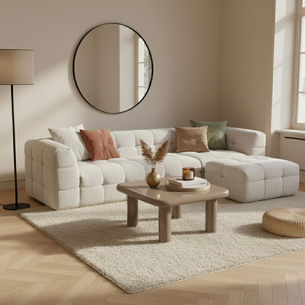Quadratischer Couchtisch 75 cm aus taupefarben lackiertem MDF - Oviala Luma