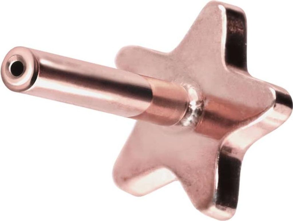 Ohrpiercing, Nasenpiercing Titan Labret mit Push Fit ohne Kugel STERN RoséGold Stablänge: 8mm | Stabstärke: 1,2mm