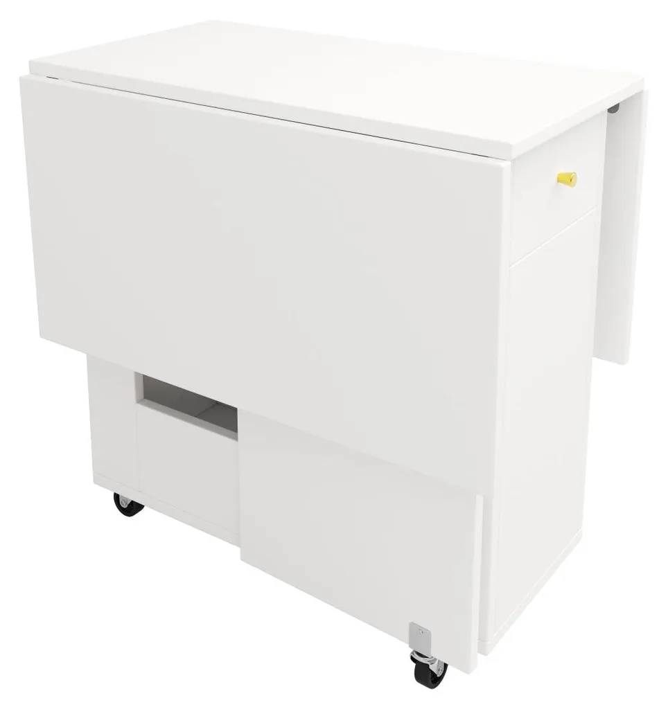 Table de cuisine mobile blanche 120 cm avec rangements et 2 tiroirs - 11