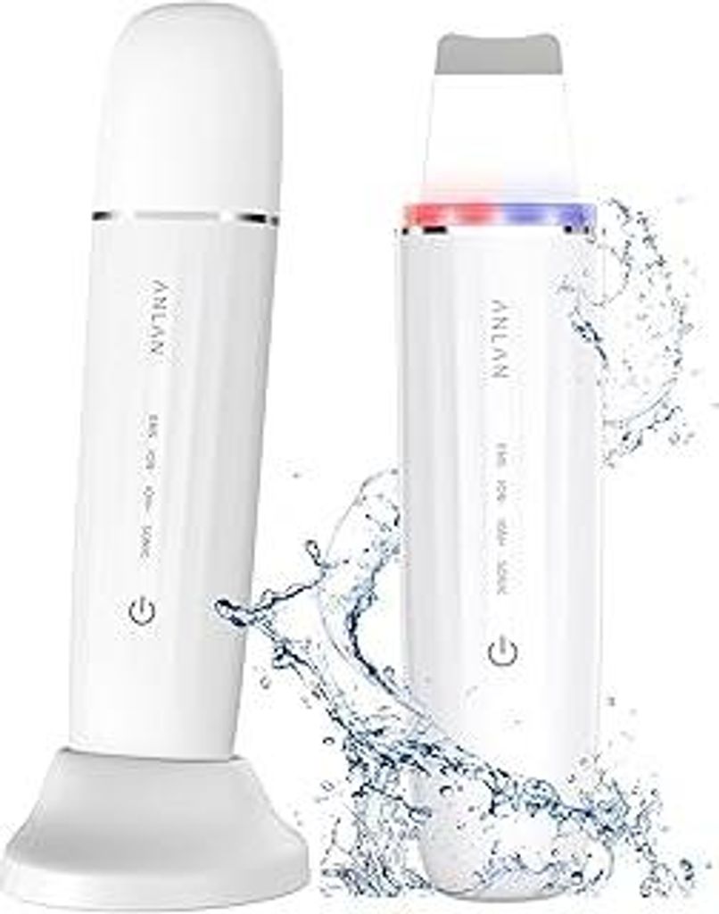 Ultraschallpeelinggerät für Gesicht, ANLAN IPX7 Wasserdicht Ultraschall Skin Scrubber 6 in 1 Gesichtsreinigungsgerät Blau Rotlichtlampe Gesicht ...