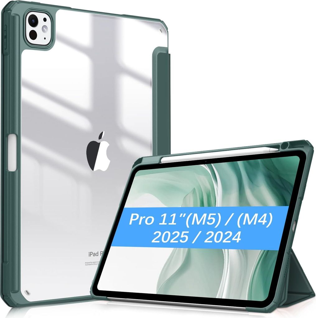 Fintie Hybrid Hülle für iPad Pro 11 Zoll (M5/M4) 2025/2024 mit Stifthalter - Stoßfeste Schutzhülle Case mit transparenter Hartschale auf der R...