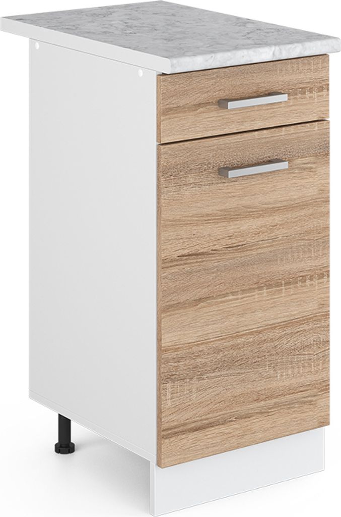 Küchenunterschrank Vicco R-Line Sonoma 40 cm , AP Marmor, Produktbild 