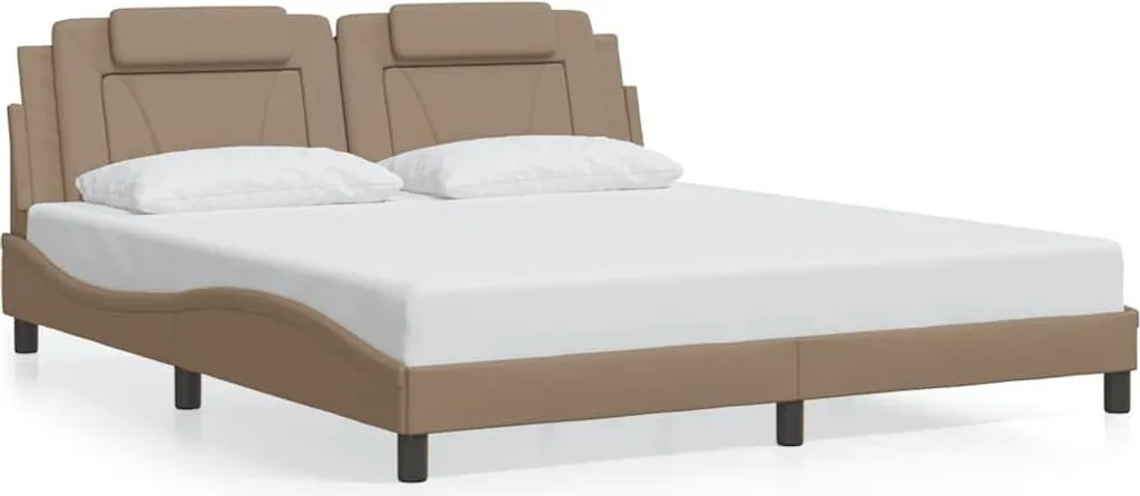Lit 180x200 cm en similicuir aspect cuir Cappuccino-Brun série Viana