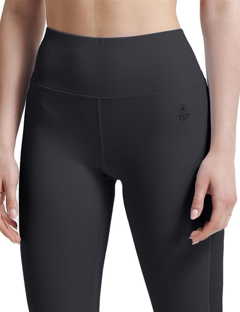 ATHL DPT. Damen modische Leggins mit Mesheinsatz in angesagten Farben, Leggins Schwarz, Gr. M