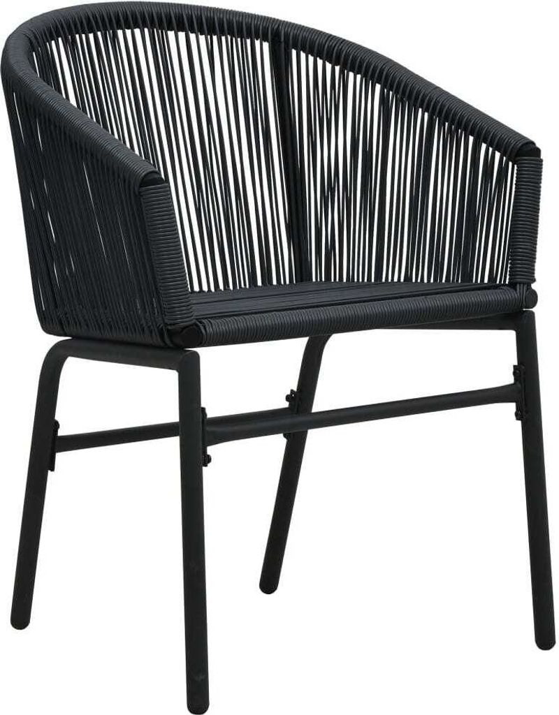 vidaXL Gartenstühle 2 Stk. Schwarz PE-Rattan Immagine del prodotto 