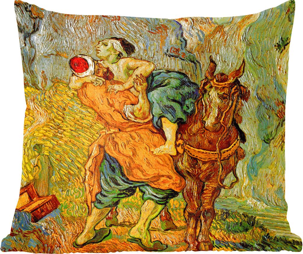 MuchoWow Zierkissen Sofakissen Wohnzimmer Dekokissen 45x45 cm Der barmherzige Samariter - Vincent van Gogh - Schlafpolster - Polster für das Sofa