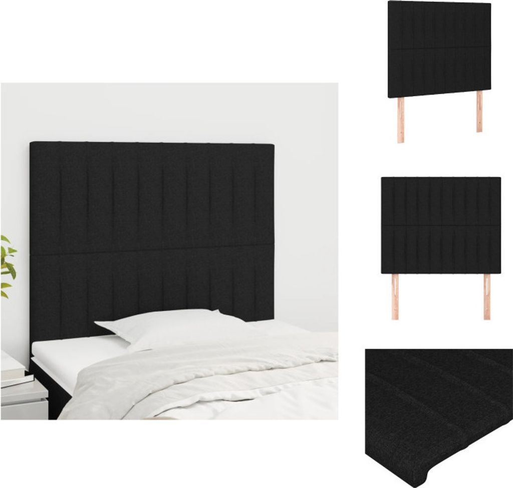 vidaXL Kopfteile 2 Stk. Schwarz 90x5x78/88 cm Stoff - Kopf- & Fußenden