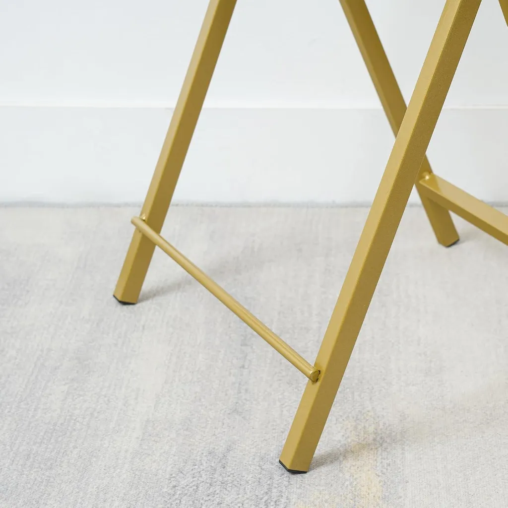 Petites tables pliantes marbre et or - Solution gain de place chic - 4
