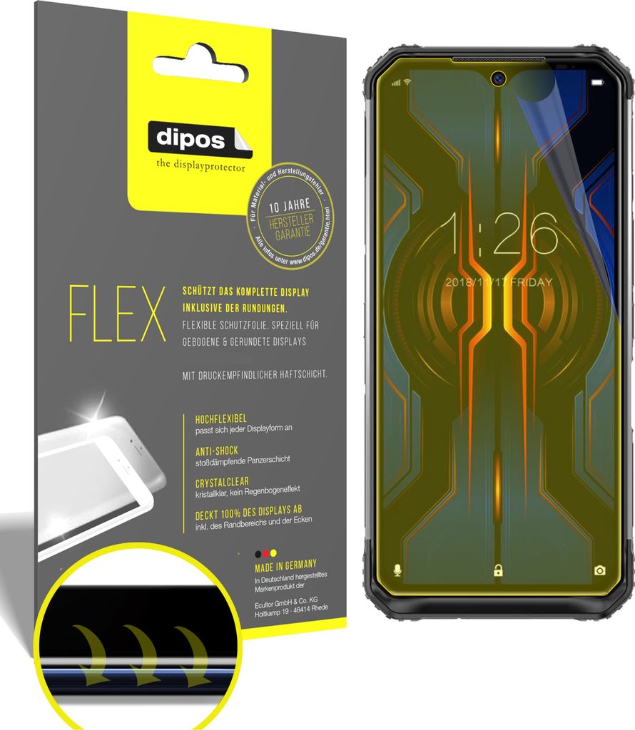 2x Schutzfolie für Doogee S95 Pro Folie, 100% Displayabdeckung, dipos Flex