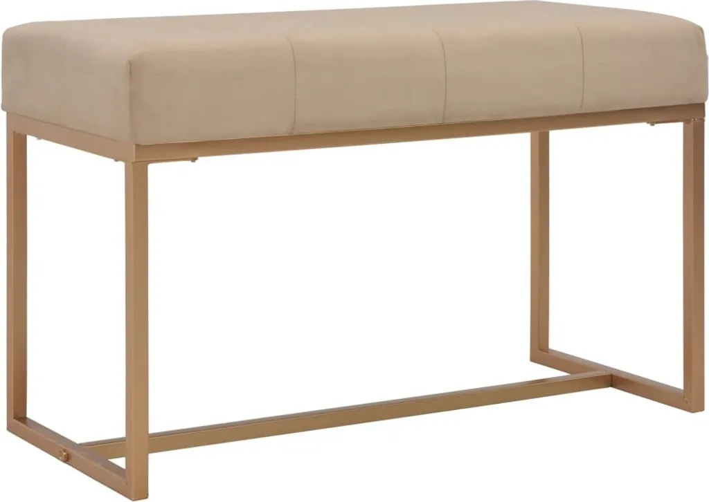 Banc 80 cm beige en velours doux - Assise élégante pour entrée et lit