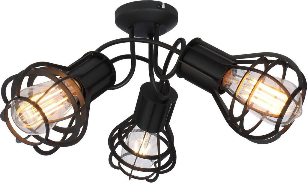 Globo Lighting Deckenleuchte Metall schwarz matt, Metall schwarz matt, ø: 470mm, H: 250mm, exkl. 3x E27 40W 230V