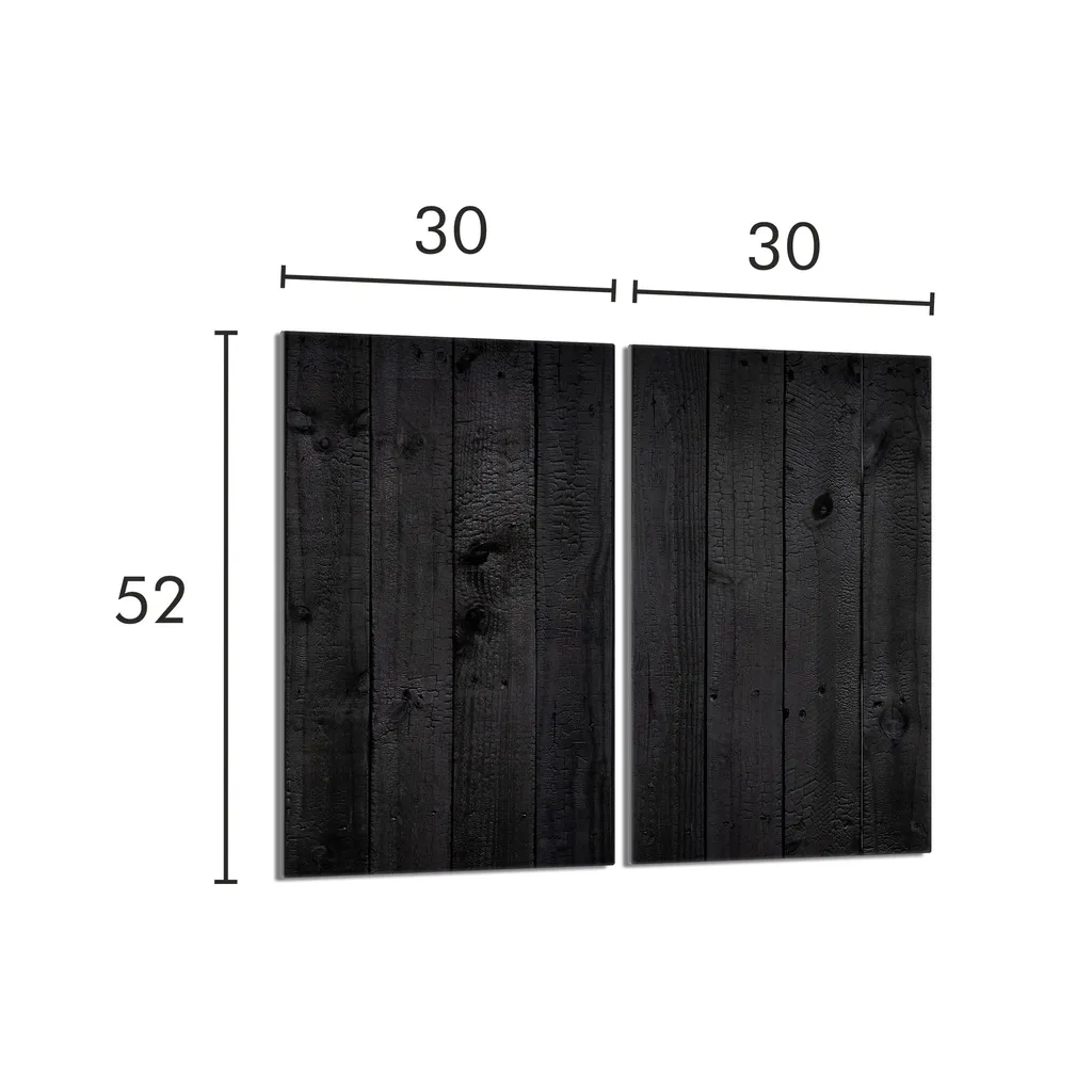 Copri Piano Induzione 30x52 Vetro Temperato Legno Nero Set 2 Pezzi - 2