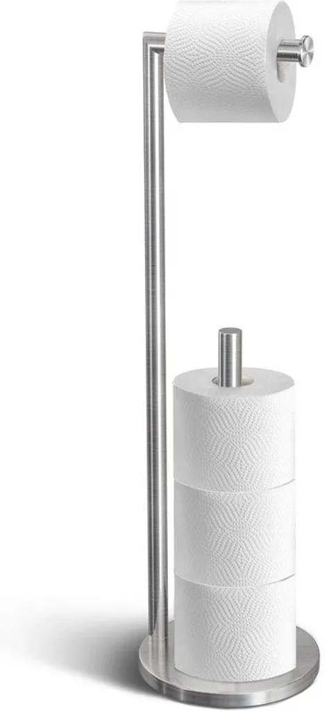 Support papier toilette salle de bain argenté, rangement sans percer