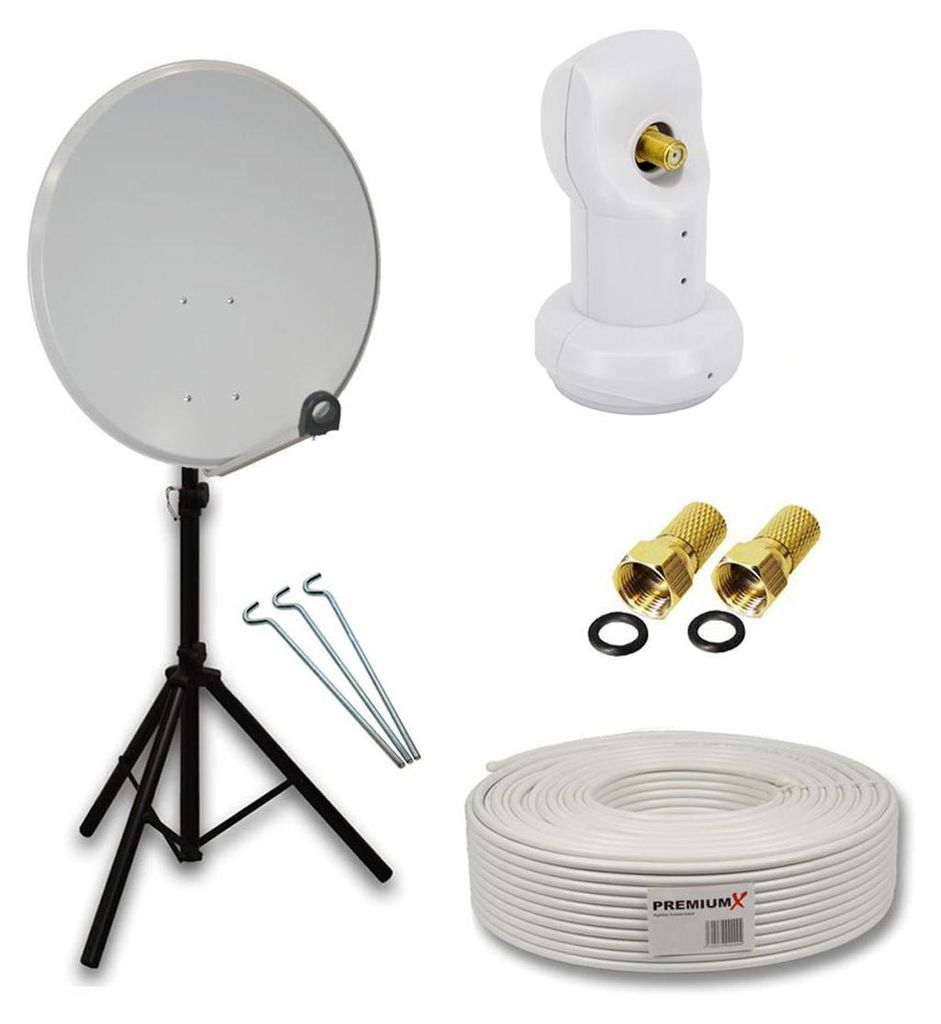 PremiumX Camping SAT Anlage 60cm ALU Antenne Single LNB Produktbild 