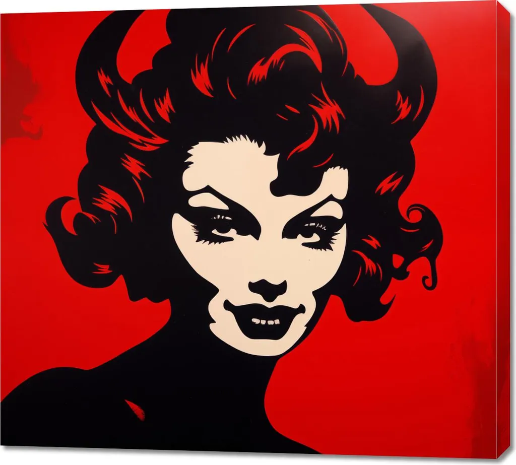 Quadro Diavoletta Rossa 100x90cm | Arte Pop Moderna per Pareti Audaci