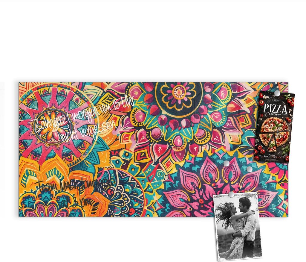 Magnettafel 100x50cm Pinnwand Whiteboard beschreibbar - Mandala Design
