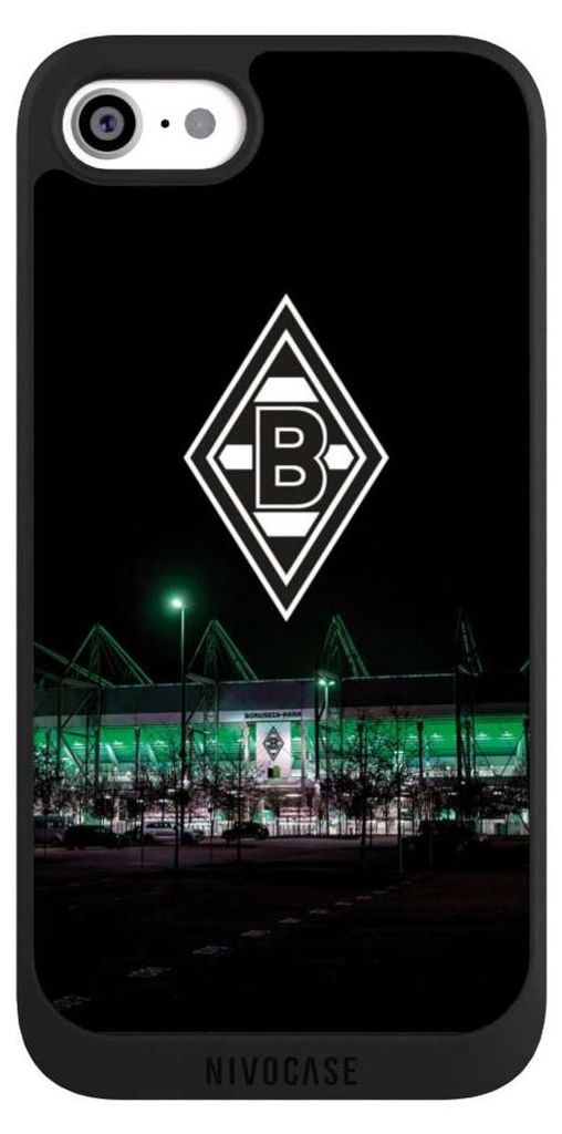 NIVOCASE Handyhülle für Apple iPhone SE (2020) Hülle NIVOpure Case Schwarz Borussia Mönchengladbach Offizielles Lizenzprodukt Stadion