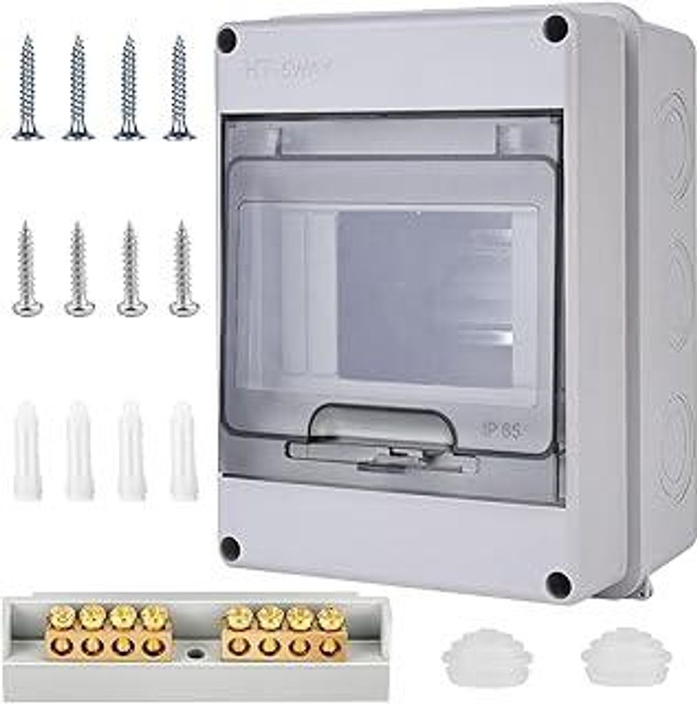 Luthando Sicherungskasten Aufputz, Verteiler IP65-1 Reihig-5 Module, IP65 Wasserdicht Verteilerkasten mit Messingklemmen, für Garten oder Außenbe...