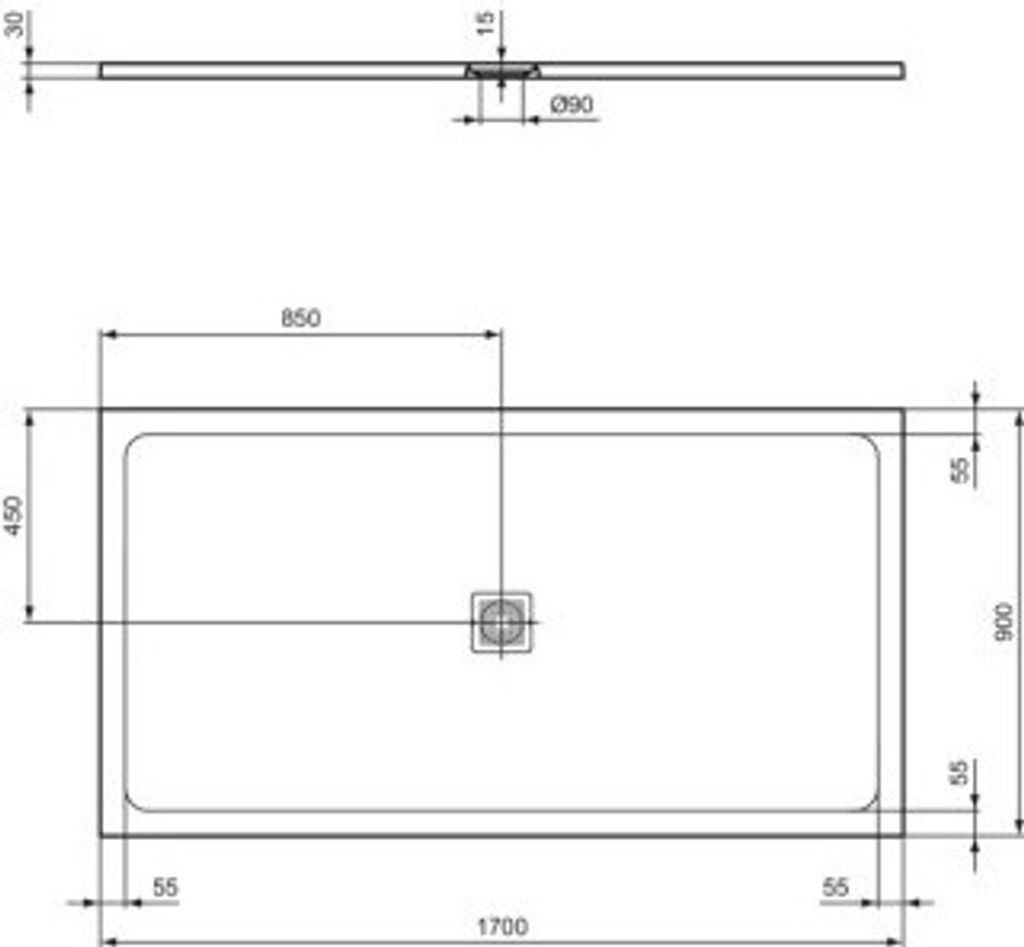 IDEAL STANDARD T5616FS Rechteck-Brausewanne Ultra Flat S +