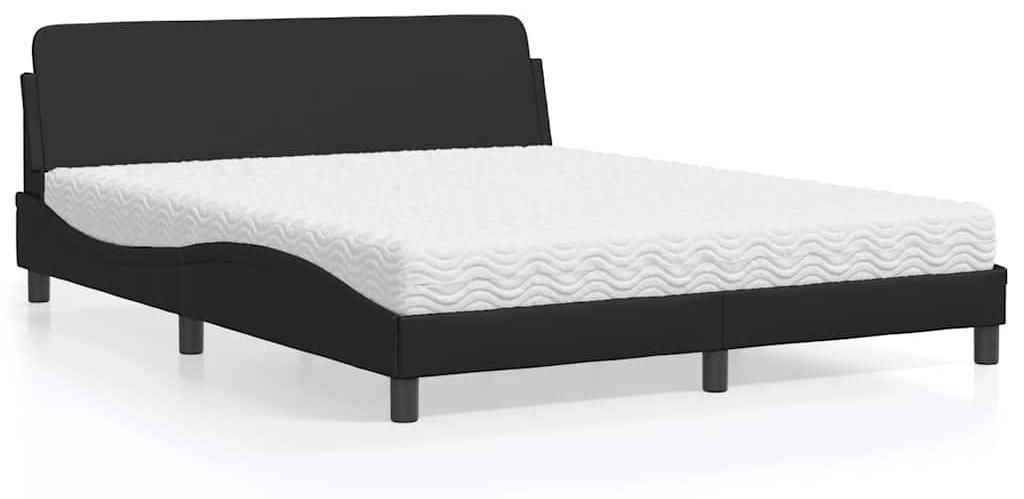 vidaXL Bett mit Matratze "Dover" Schwarz 160x200 cm Kunstleder