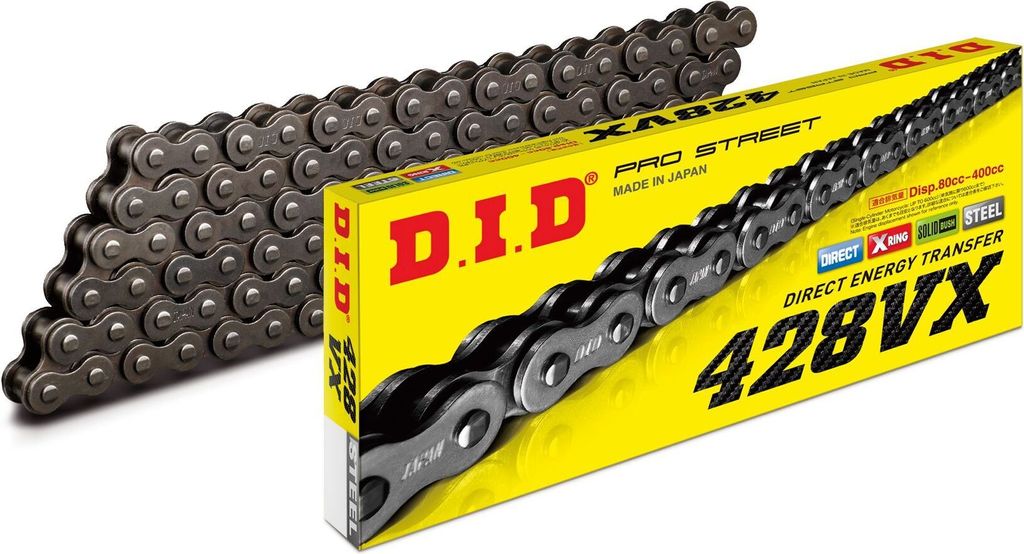 D.I.D Kette X-Ring 428VX / 130 Endlos stahl (1/2 x 5/16 x 8,51) kompatibel mit Honda CBR R, Yamaha SR Derbi GPR Nude Racing Beta RR AC Enduro Senda...