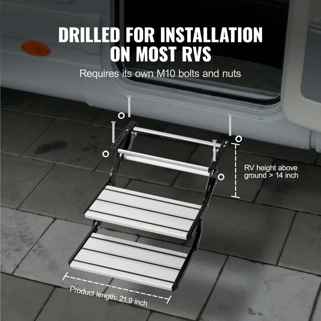 Escalier Escamotable Double pour Caravane et Van Aménagé Pliable VEVOR