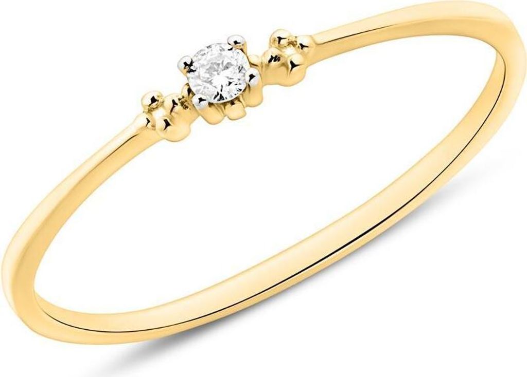 14K Goldring für Damen mit Brillant von Unique (Größe: 58mm)