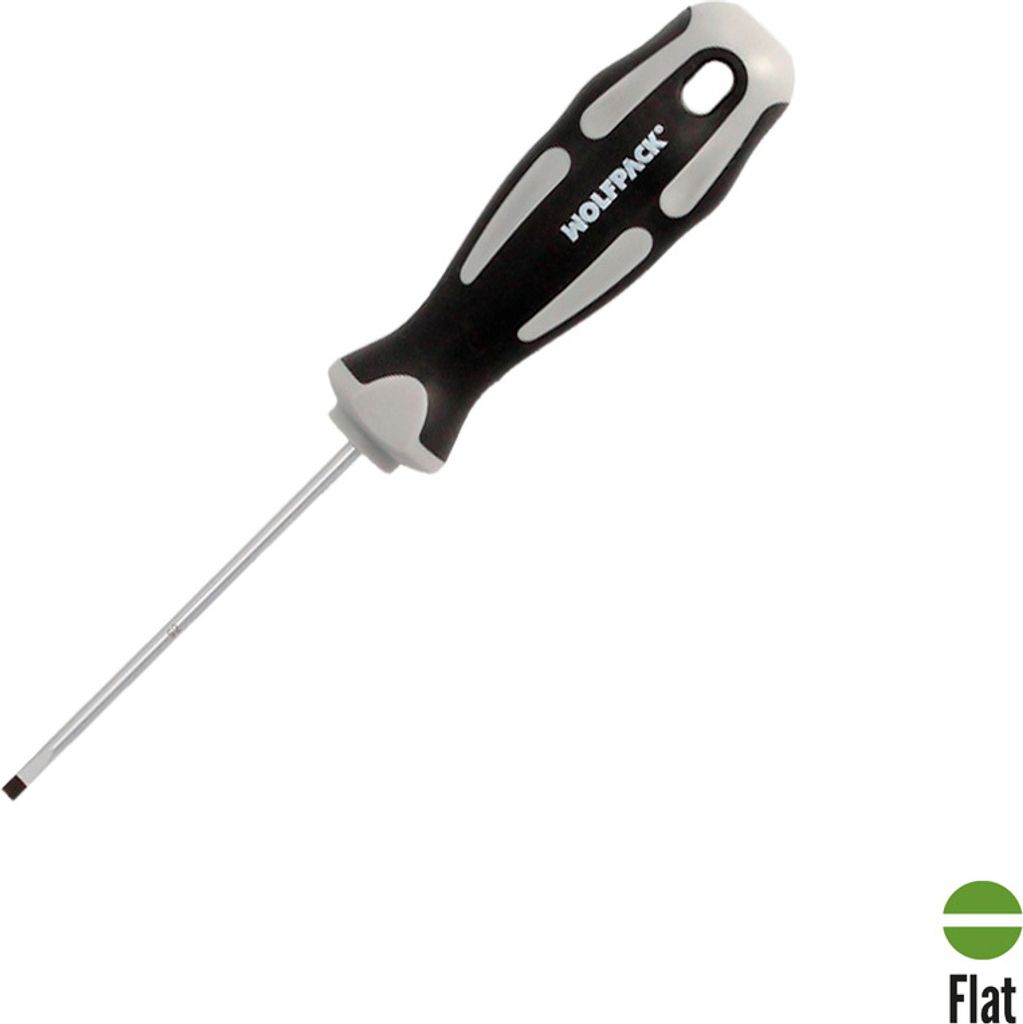 WOLFPACK LINEA PROFESIONAL Schraubendreher Flache Klinge Schraubendreher Gussstahl S2 TPR Bimaterial Griff 0.5 Ø 3.0 x 75 mm
