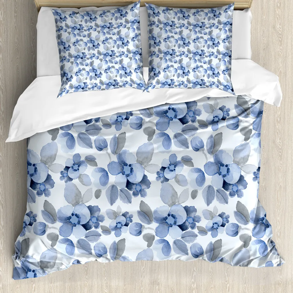 Set Letto ABAKUHAUS Shabby Flora 200x200 Blu: Arte e Igiene