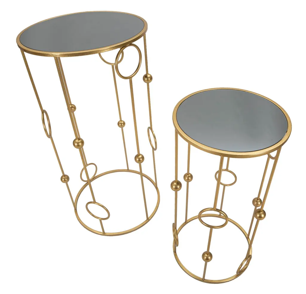 Table Basse Or Gain de Place 50cm - Set de 2 Tables Légères et Chics