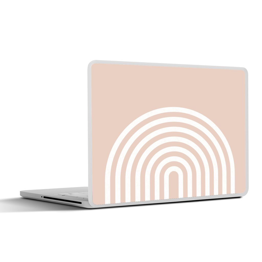 MuchoWow Laptop Aufkleber Sticker Cover Abstrakt - Kunst - Regenbogen - Weiß - Rosa 32.5x23.5 cm - Sticker für Laptop - Selbstklebend