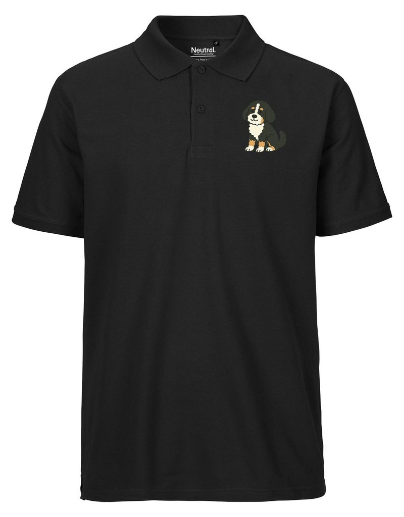 Huuraa Herren Polo Shirt Bernedoodle Comic Berniepoo XL Black Bio Baumwolle Fairtrade Poloshirt Geschenkidee