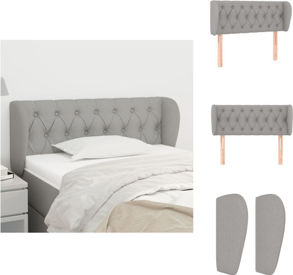 vidaXL Kopfteil mit Ohren Hellgrau 103x23x78/88 cm Stoff - Kopf- & Fußenden