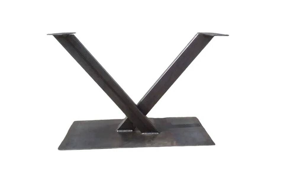 Pied de table acier robuste profilé 10x5cm et platine de 8mm brut