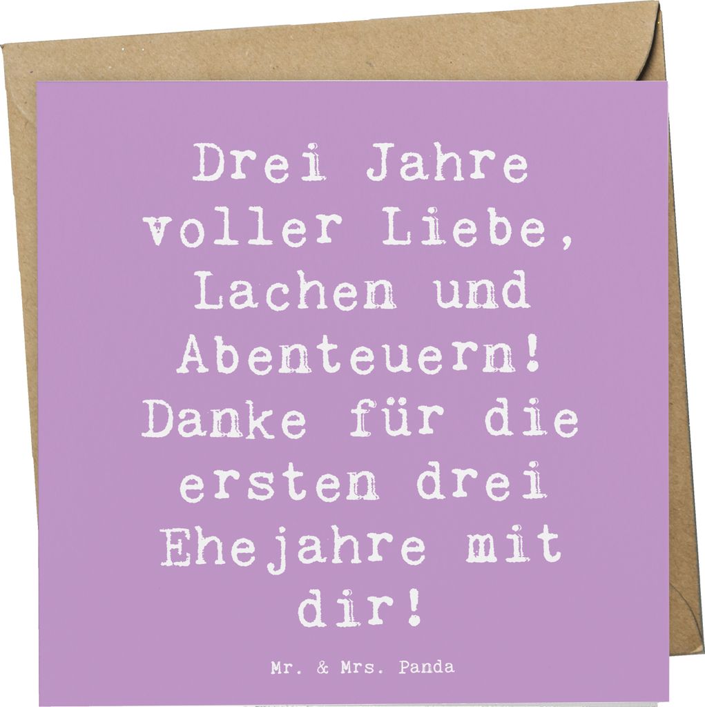Mr. & Mrs. Panda Grußkarte Spruch 3. Hochzeitstag Lederhochzeit - Lavendeltraum - Geschenk, Geschenke, besonderes, Glückwunschkarte, Heiraten, do...