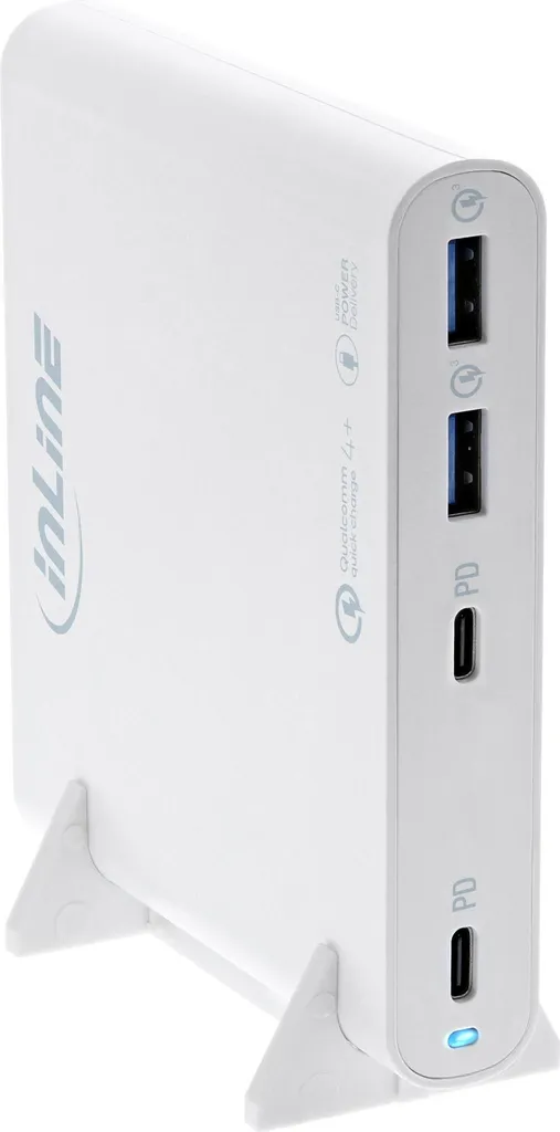 InLine Adaptateur Secteur GaN 120W - Chargeur 4 Ports USB-C et USB-A Blanc