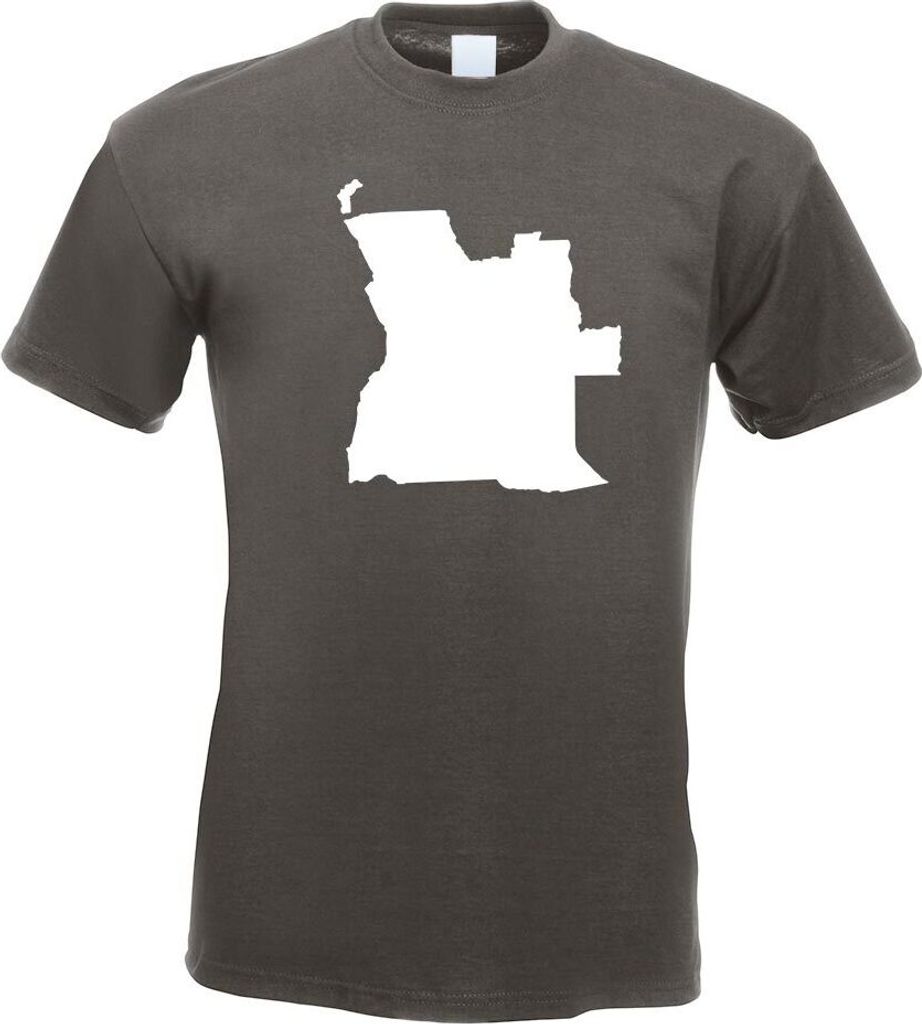Kiwistar - T-Shirt - Graphit - Angola Umriss Kontur Herren Funshirt Bedruckt Design Sprüche Spruch Motive - mit Motiv Bedruckt - Funshirt Design -...