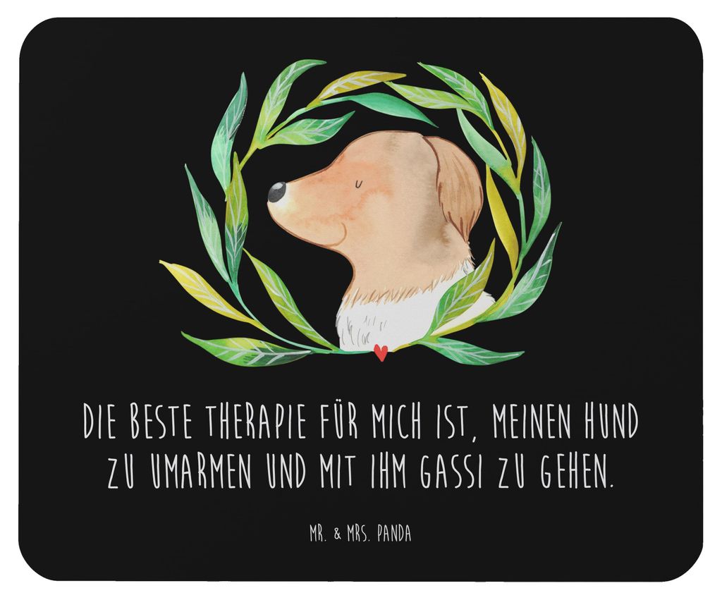 Mr. & Mrs. Panda Mousepad Hund Blumen - Schwarz - Geschenk, laptop, Gassi gehen, Mouse Pad, Sprüche, computer, Vierbeiner, Umarmen, Hunde, pc maus...
