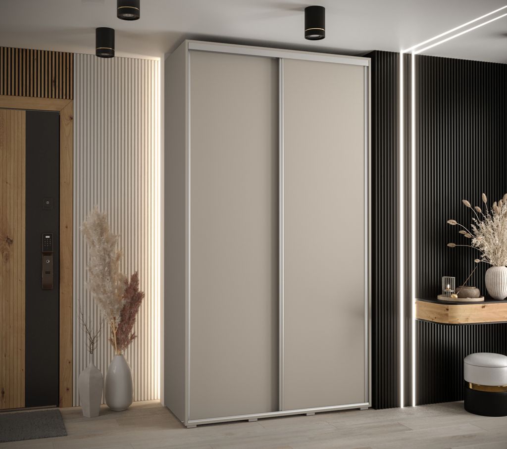 Kleiderschrank INDIRA 1 - 140/60 cm, Kaschmir/Silber