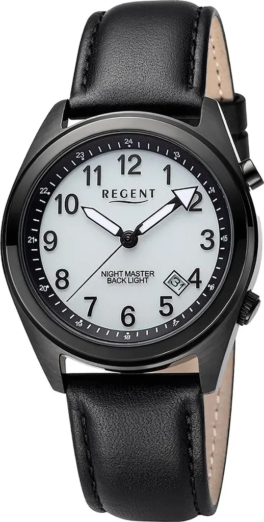 Regent orologio da uomo in pelle orologio da polso al quarzo cinturino in pelle nera D2URBA773