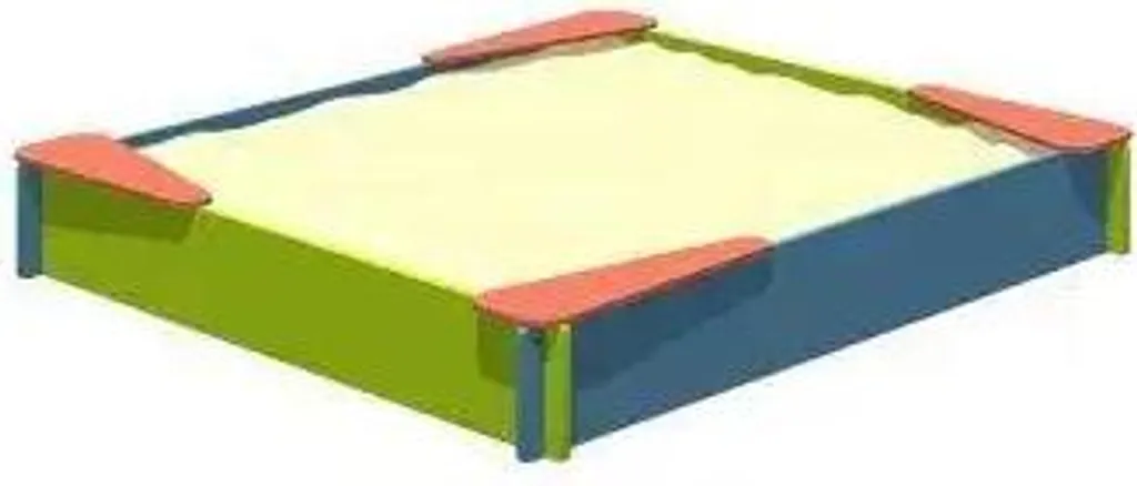 Bac à sable 150x150 cm avec protection de coins bleu-vert bicolore