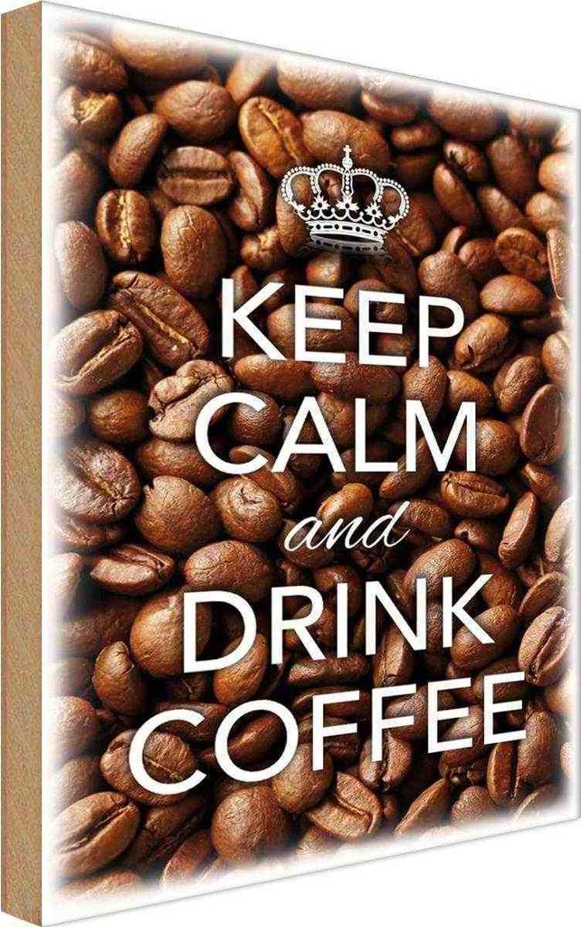 vianmo Holzschild 18x12 cm Keep Calm and drink Coffee Kaffee