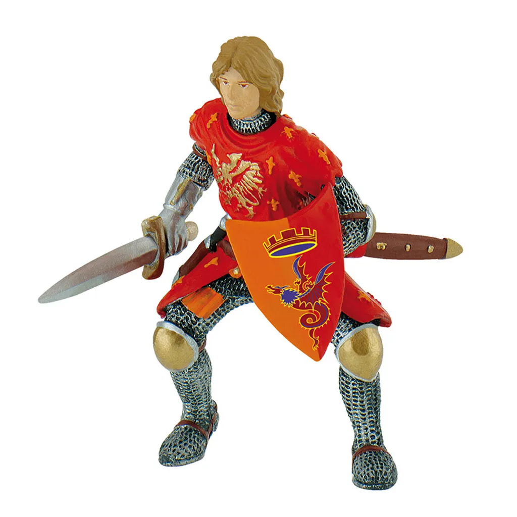 Figurine de prince avec épée rouge jouet médiéval en résine incassable