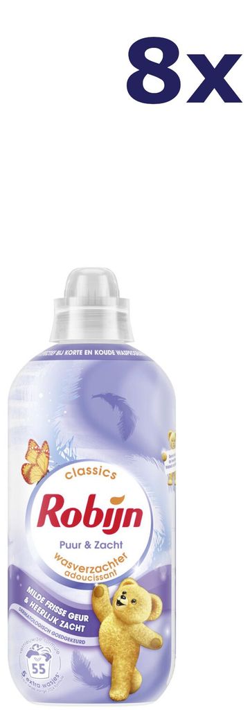 8x Robijn Wasverzachter - 55sc 1,1L puur & zacht Produktbild 