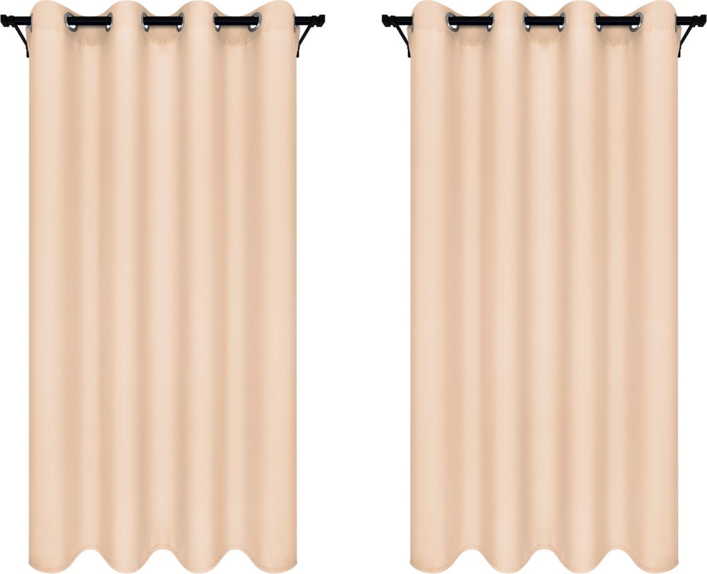 Vorhänge mit Ösen 140x250 cm 2 Stücke Beige Fertige Blickdichte Gardinen