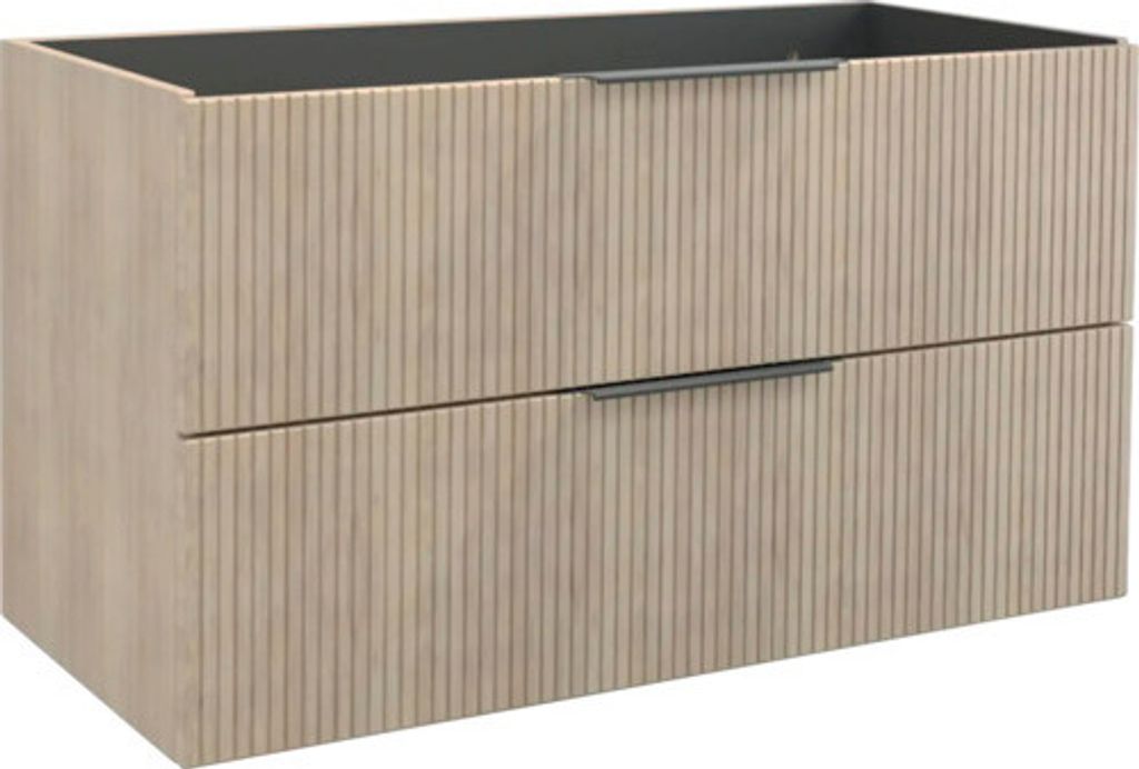 Jungborn Waschbeckenunterschrank QUATTRO BxHxT 100 x 55 x 46 cm Frontfarbe tabak eiche geriffelt inkl. Einzelsiphon