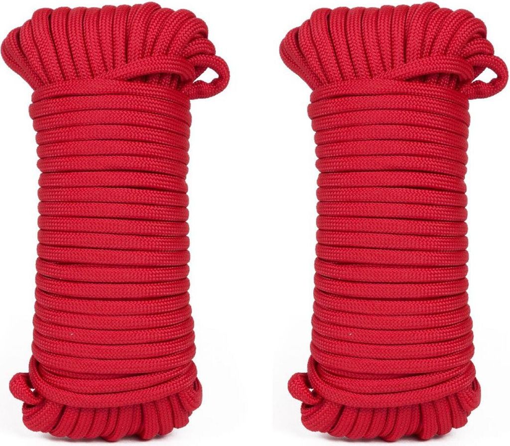 2x Paracord Campingseil Survival 15m Outdoor Fallschirm Schnur Leine Seil Rot