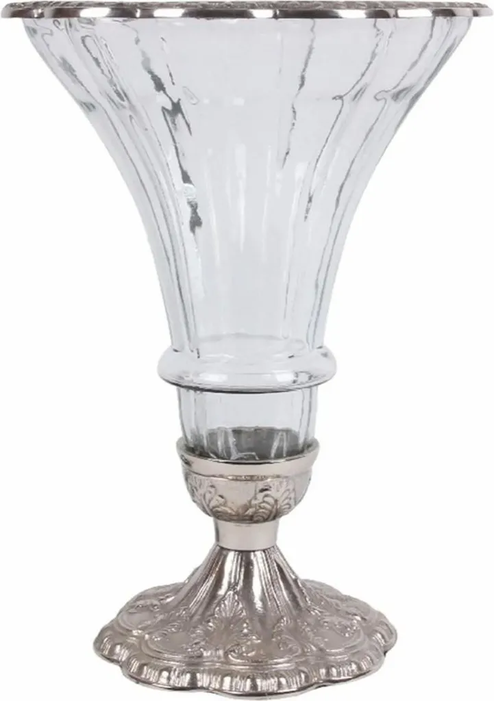 Vase Baroque Argenté 42cm : Redonnez de l'Éclat à votre Déco Terne